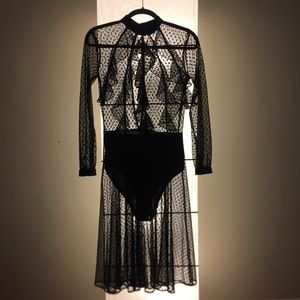 Mesh See-through Ruffle Dress with Hot Pants